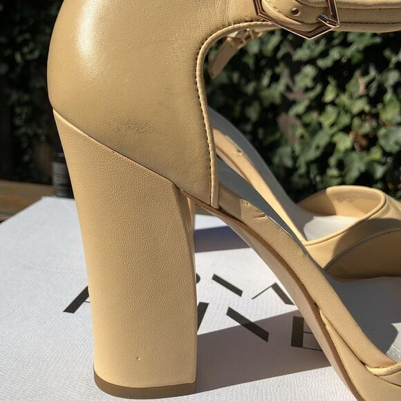 New Franco Sarto Dima Beige Leather Block Heel Sandals F885 chunky spring church - Picture 9 of 11